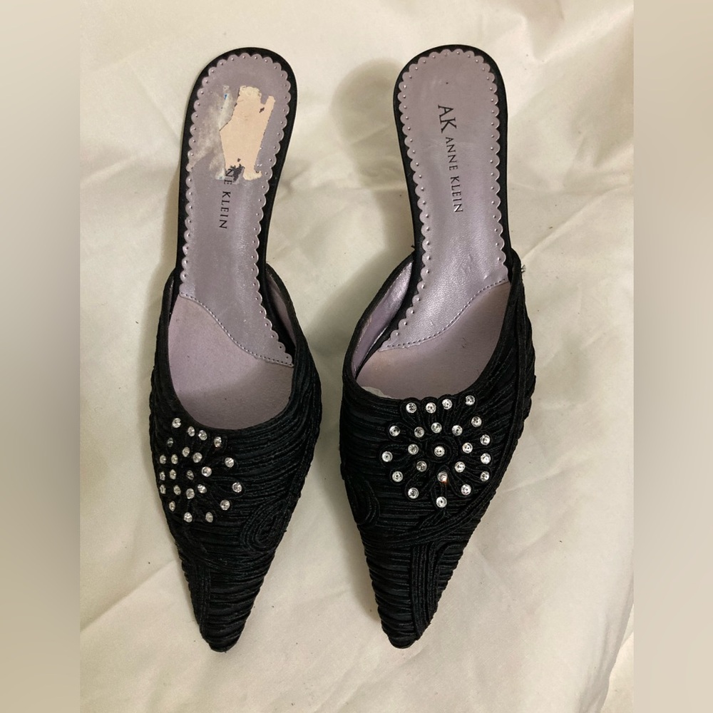 ANNE KLEIN Rhinestone Embellished Mules NWOT